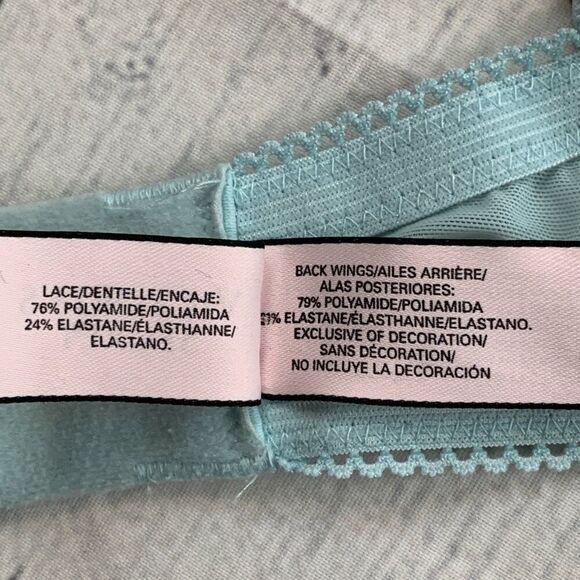 Victoria's Secret 36C Dream Angel Push-up Padded Bra Light Blue Lace Sexy - Picture 12 of 14